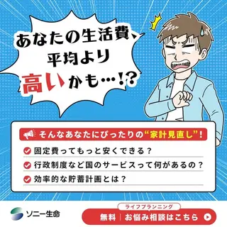 金融・保険のバナー広告の例（ソニー生命保険株式会社）：生活費の見直し提案