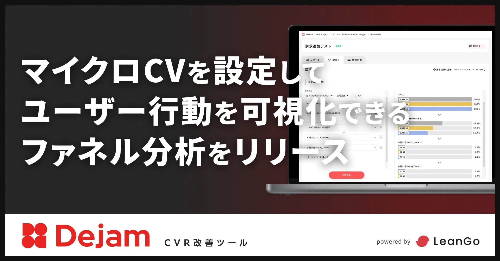 マイクロCVを設定してユーザー行動を可視化できるファネル分析をリリース | CVR改善ツールならDejam